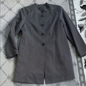 Isabell Suits Long Gray Button-Up Suit Jacket Blazer